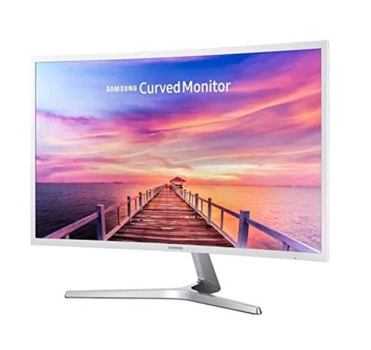 2-Samsung 32" Full HD Curved Screen LED  LCD Monitors Glossy White C32F397FWN