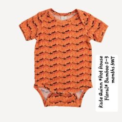 Kate Quinn Hot House Summer Floral Halloween Orange Black BAMBOO Bodysuit Onesie NWT 0-3 Months
