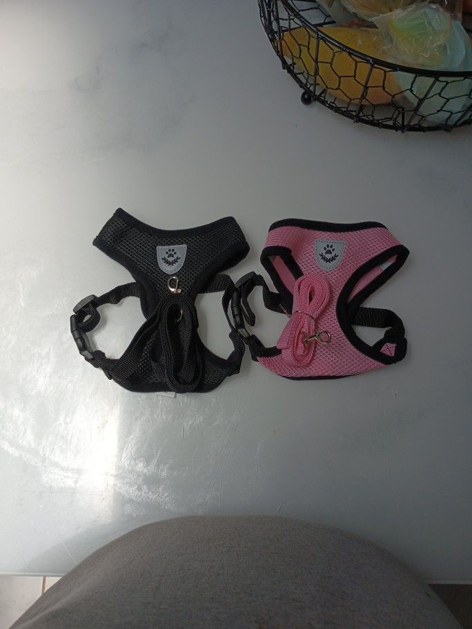 Dog Harness Black 🖤 And Pink 🩷 Both Comes With Leash