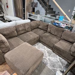 Brown 6 Piece Fabric Sectional Modular 