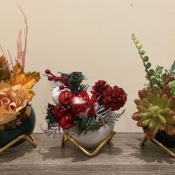  Set of 3 desk ceramic succulent flower pots decor