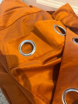 Burnt Orange velvet Grommet Curtain Panels