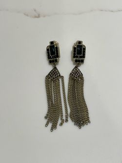 Black Crystal Tassel Drop Earrings