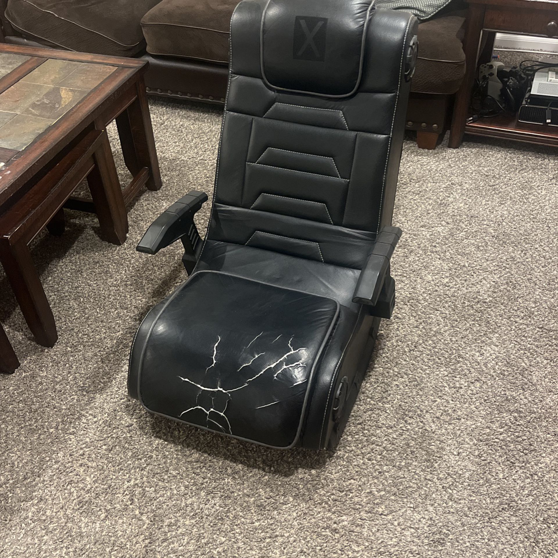 X Rocker Pro Series H3 XL Video Gaming Floor Chair with Armrests, Built-In Audio & Vibration via Wireless Bluetooth, Foldable, Vegan Leather, 300 lbs 