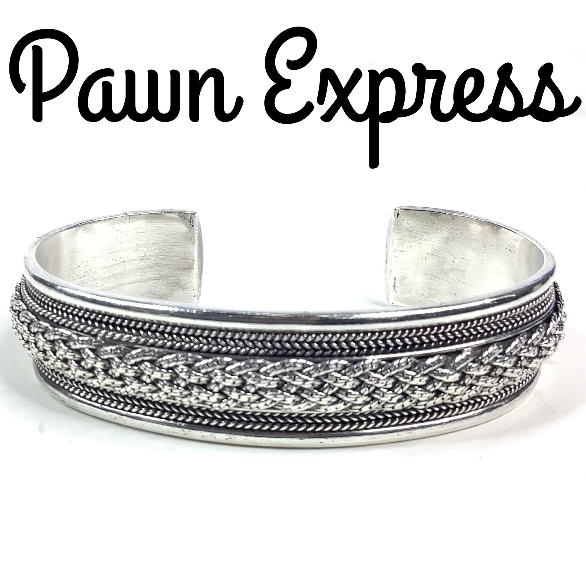 Sterling Silver Woven Braided Bangle Bracelet Cuff