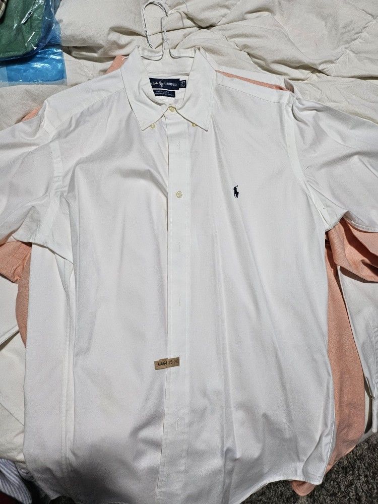 White 15 34 Ralph Lauren Dress Shirt