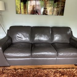 Gray Leather Couch Needs New Home
