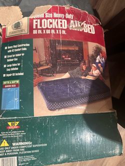 Queen Flocked Air Bed + Double Quick Hand Pump, Vintage Territory, Boxed