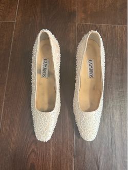 White Bridal Gem Shoes 7B