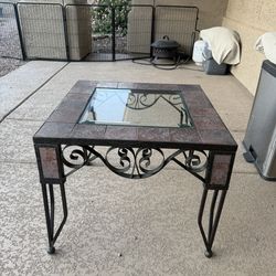 Rustic Tile & Wrought Iron Accent Table (24” x 24”)