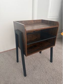 Rustic Wood Nightstand with Open Storage Shelf