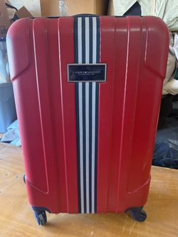 Selling a genuine Tommy Hilfiger large 28-inch hard-shell checked suitcase. New was $200
