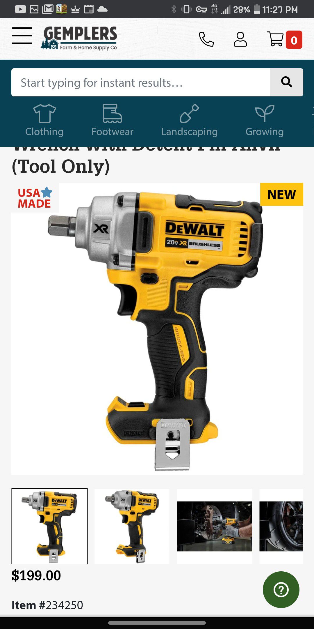 DeWalt 20V MAX* XR® 1/2 in. Mid-Range Cordless Impact Wrench with Detent Pin Anvil (Tool Only)
