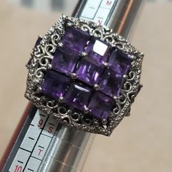 Amethyst Sterling Silver Size 8 Ring 