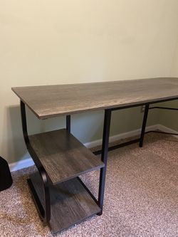 Wayfair L-Shaped Corner Desk – Rustic Gray Woodgrain Finish – Like New