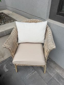 Wicker Outdoor Armchair with Cushions