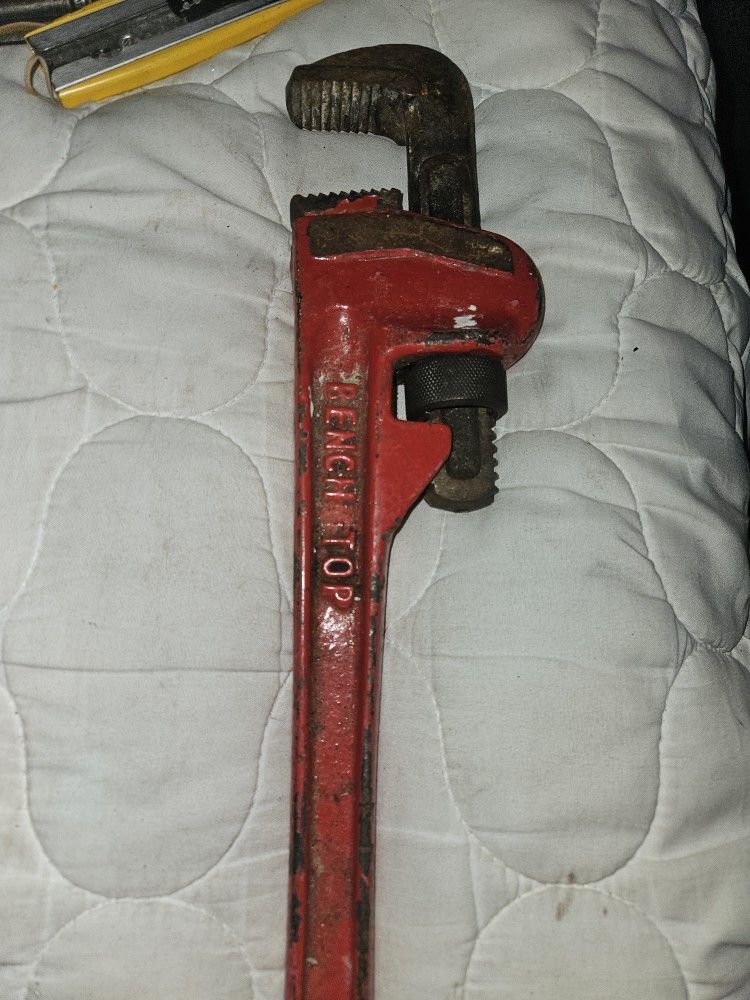 Vintage 1960's Japan Orange Red Fuller Brand Working Adjustable 14" Pipe Wrench