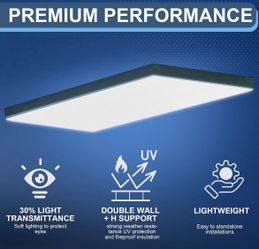 Pushglossy 4 Pack 23.75" x 47.75" x 0.2" Fluorescent Light Covers Classroom Office Diffuser Panels for 2x4ft Drop Ceiling Light Fixture Polycarbonate 