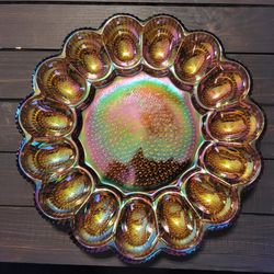 Carnival Glass Egg Plate
