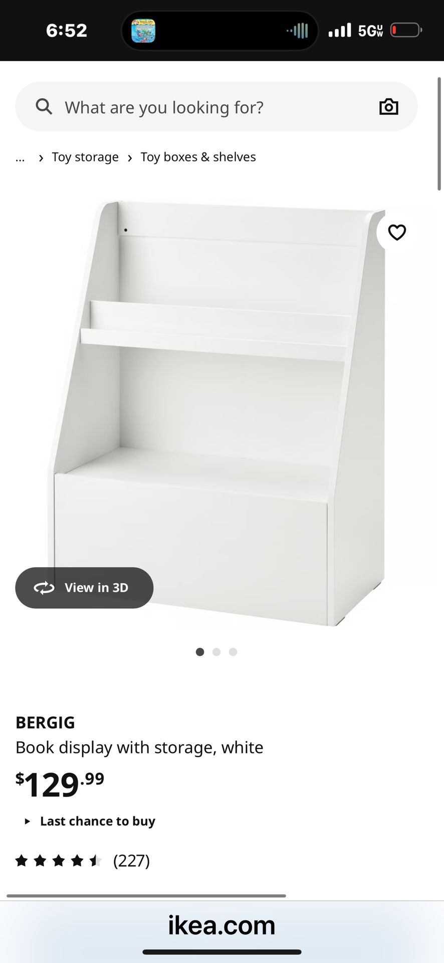 3 Ikea Book display with storage, white - BERGIG