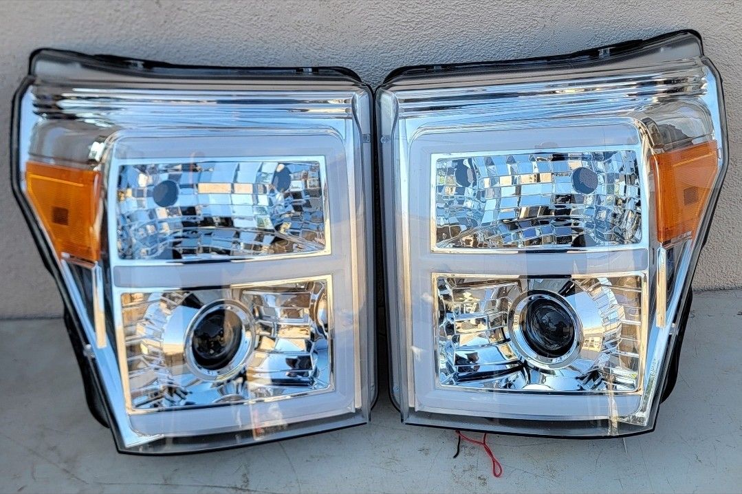 11-16 Ford F250 F350 F450 F550 Super Duty LED DRL Projector Headlights Luces Calaveras Micas Faros Focos Faroles 