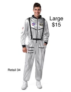 Adult Astronaut Silver Metallic NASA Suit Costume Career Day