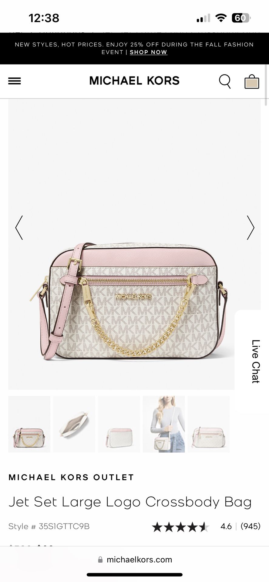 Michael Kors White And Pink cross Body Bag 