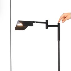 Brightech Leaf Pharmacy LED Reading Lamp, Dimmable Floor Lamp with Easy Rotation Over Chair or Desk for Living Rooms & Offices, Adjustable Standing La