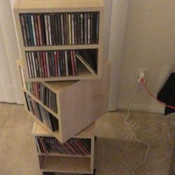 Music CDs & Movie Soundtracks on a 3 Rotating Section Rolling Shelf