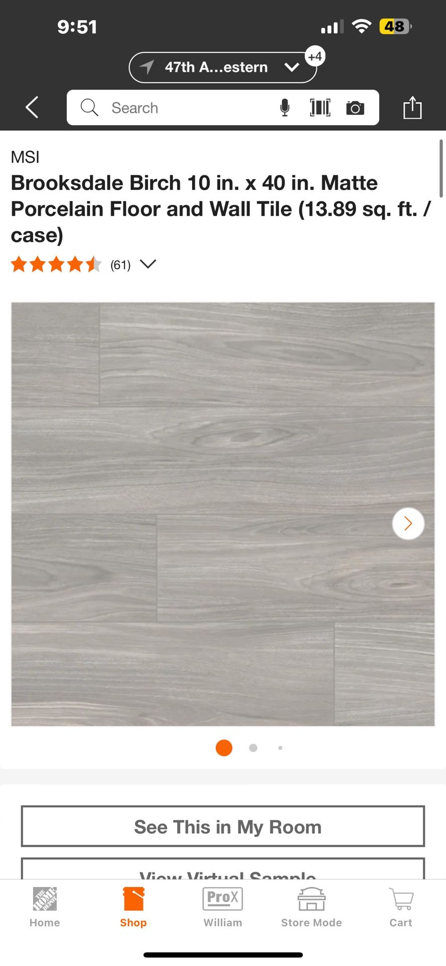 10 X 40 Brooksdale Birch Ceramic Tile