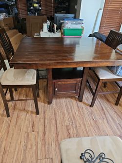 Bar/Cabinet Height Dining Room Table And Chairs 