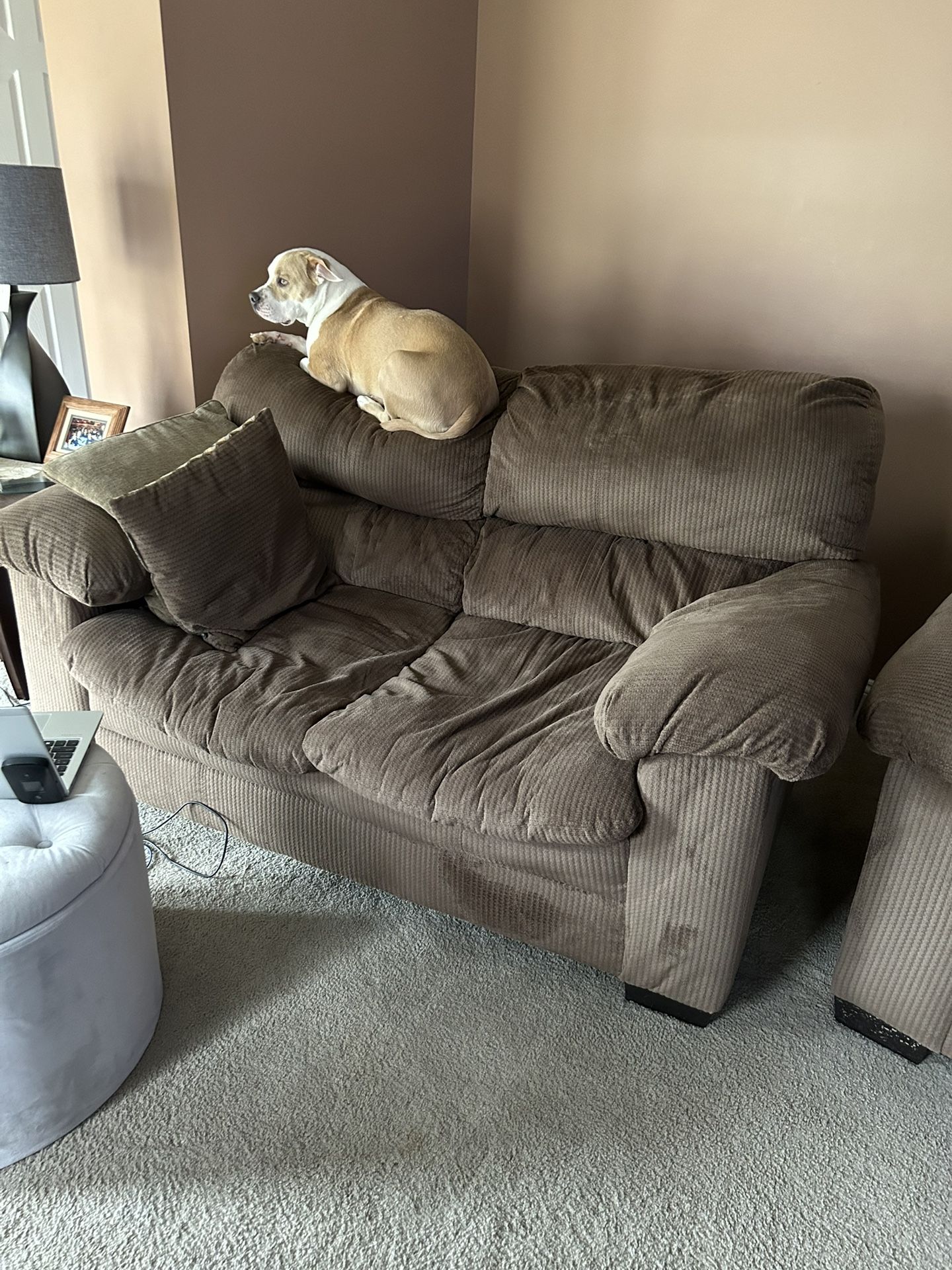 Brown Fabric Sofa Set
