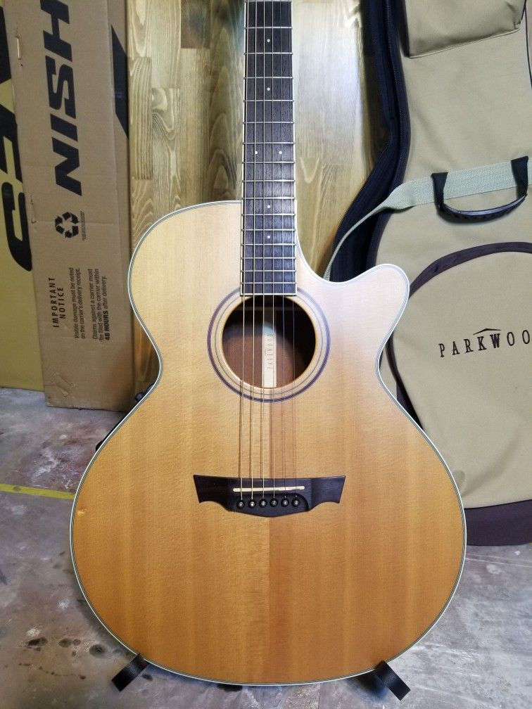 Cort/Parkwood PW370M GC Cutaway All Solid Wood Acoustic Electric Guitar With Parker's Deluxe Gigbag