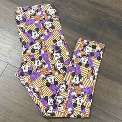  LULAROE Women's HALLOWEEN MICKEY MOUSE LEGGINGS Pants Disney TALL CURVY TC Purple Yellow.