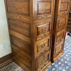 Pair Of Solid Oak Filing Cabinets 