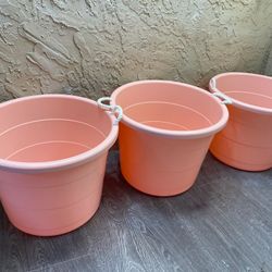 3 Huge Pink Plastic Tubs with Rope Handles - $10 EACH - See My Other Items 😀