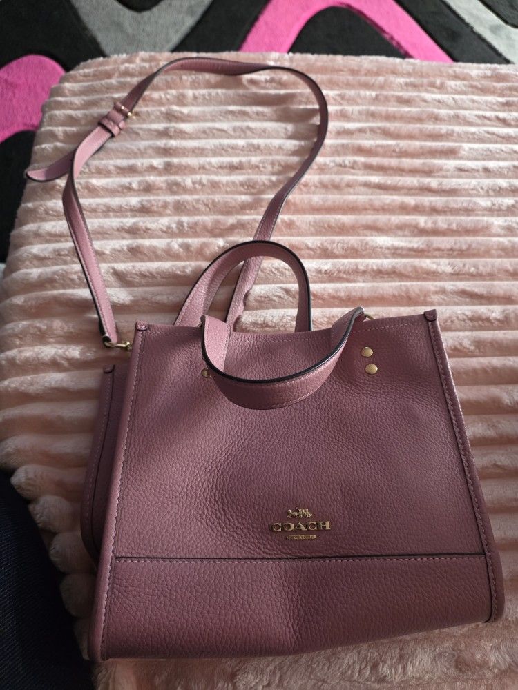 Coach Dempsey Pebble Leather Crossbody Tote True Pink