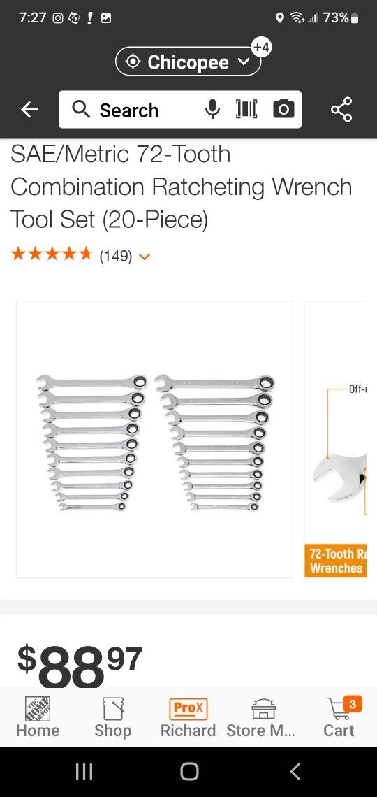Gearwrench 72 Tooth Ratcheting Set. 20 Peice Set