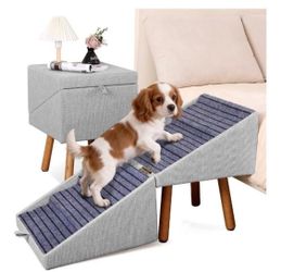 Dog Step Ramp Wooden Furniture Steps Coverts to Nightstand with 250 Pound Capacity New, Open Box