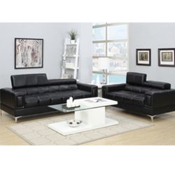 Gorgeous Black Colored 2 piece Sofa and Loveseat Set