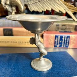 VTG 1960s Antique CS Co. Pewter Cherub Compote Card Business Footed Trinket Bowl