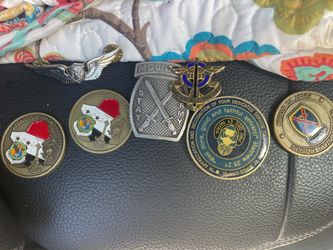 Military Challenge Coins and Pins Collection