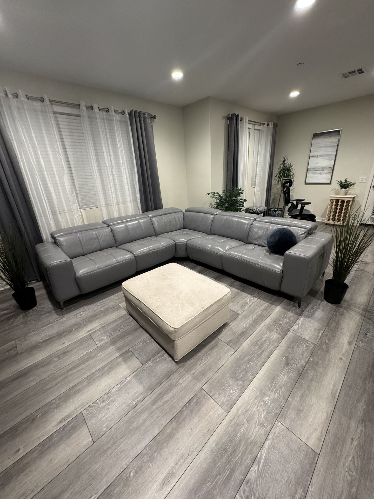 Leather Triple Recliner Sectional Sofa