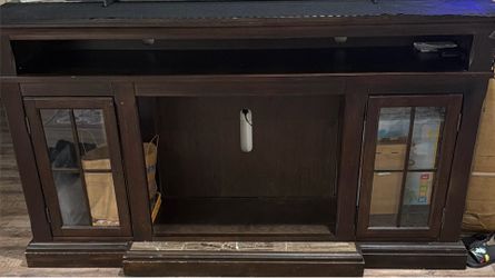Large Brown Wooden TV Stand / Media Console