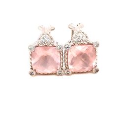Judith Ripka Pink Stone/Cz Earrings
