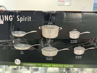 ZWILLING Spirit Ceramic Nonstick Cookware Set, 10-pc,
Stainless Steel - Like New !!