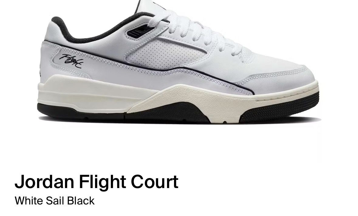 Jordan Flight Court White/Black Sail M 8.5