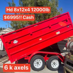 Néw Dump 8x12x4 12000lb Custom Red $6995 Cash 