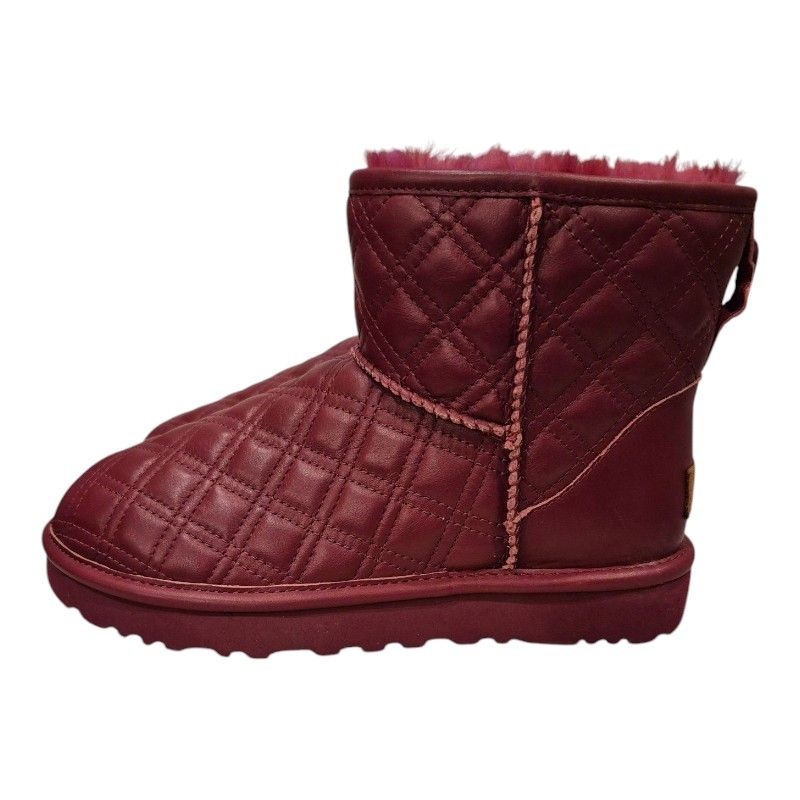 New UGG Womens Size US 6 Classic Genuine Shearling Quilted Red Ankle Boots
