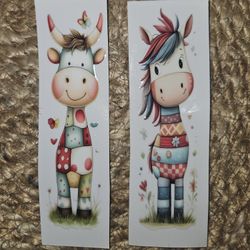 2 Stickers Bookmark appliques 